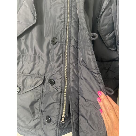 J. Crew Mens Snorkel Parka Jacket Faux Fur Hood Navy Blue Cold Weather Size S - Picture 15 of 16